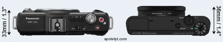 Compare GF2 versus RX100 top