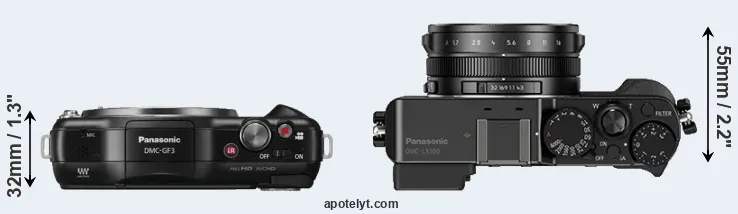 Compare GF3 versus LX100 top