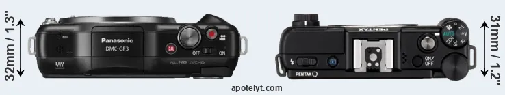 Compare GF3 versus Pentax Q top