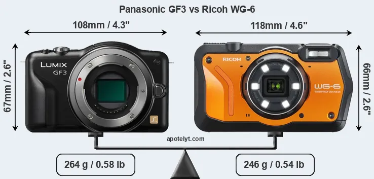 Size Panasonic GF3 vs Ricoh WG-6