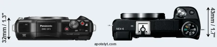 Compare GF3 versus NEX-6 top