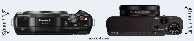 Compare GF3 versus RX100 III top