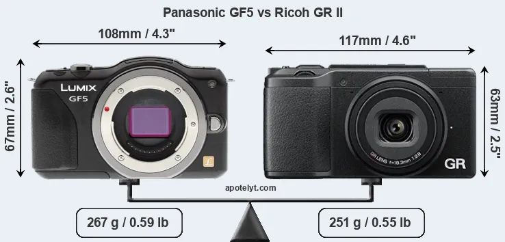 Size Panasonic GF5 vs Ricoh GR II