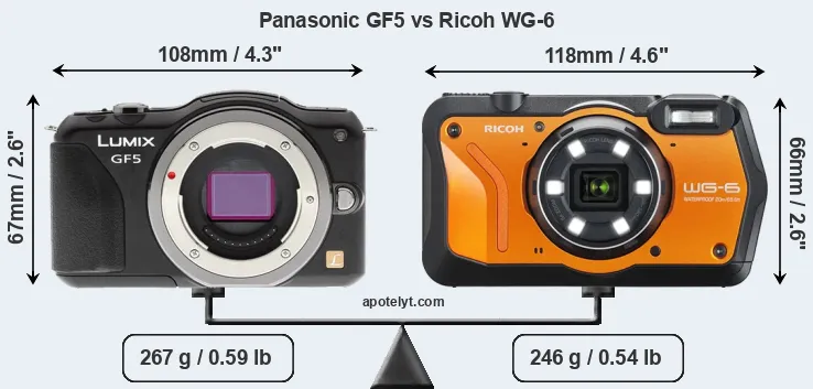 Size Panasonic GF5 vs Ricoh WG-6