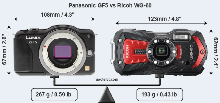 Size Panasonic GF5 vs Ricoh WG-60