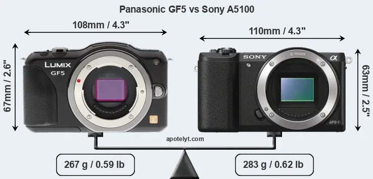 Size Panasonic GF5 vs Sony A5100