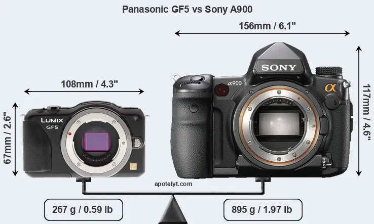 Size Panasonic GF5 vs Sony A900