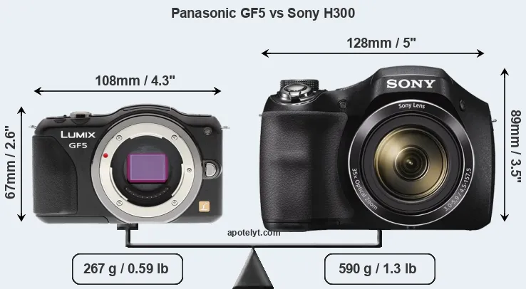 Size Panasonic GF5 vs Sony H300