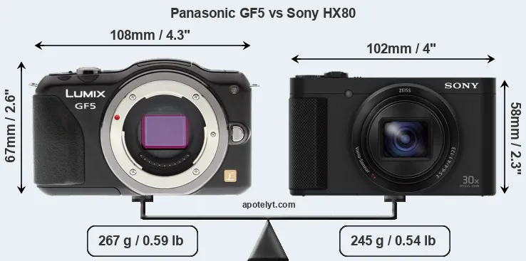 Size Panasonic GF5 vs Sony HX80