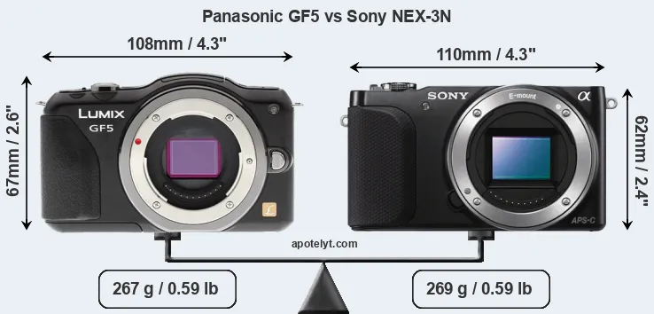 Size Panasonic GF5 vs Sony NEX-3N