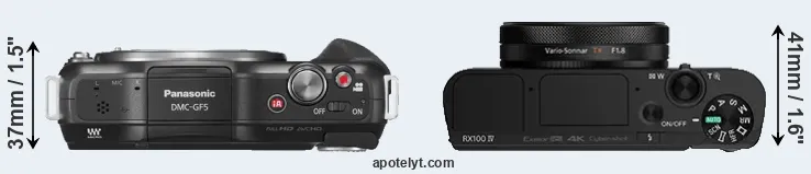 Compare GF5 versus RX100 IV top