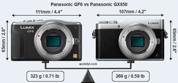 Size Panasonic GF6 vs Panasonic GX850