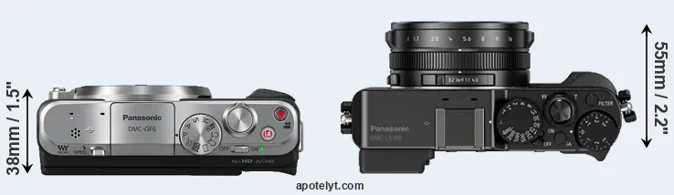 Compare GF6 versus LX100 top