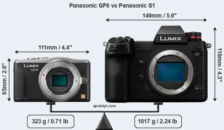 Size Panasonic GF6 vs Panasonic S1