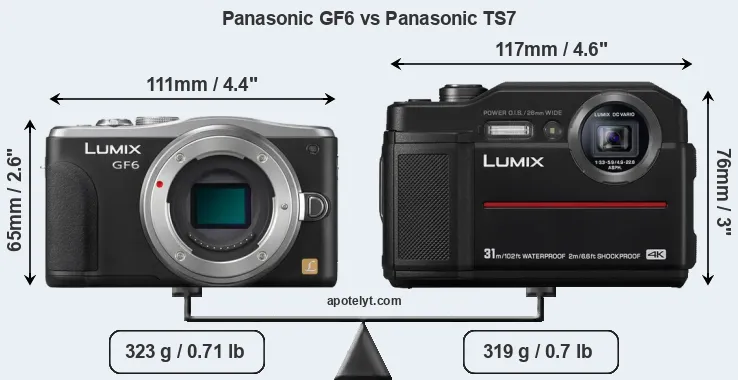 Size Panasonic GF6 vs Panasonic TS7