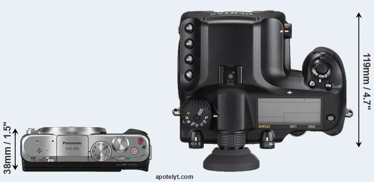 Compare GF6 versus 645D top