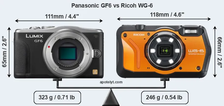 Size Panasonic GF6 vs Ricoh WG-6