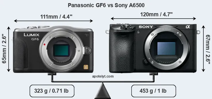 Size Panasonic GF6 vs Sony A6500