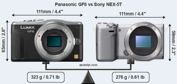 Size Panasonic GF6 vs Sony NEX-5T