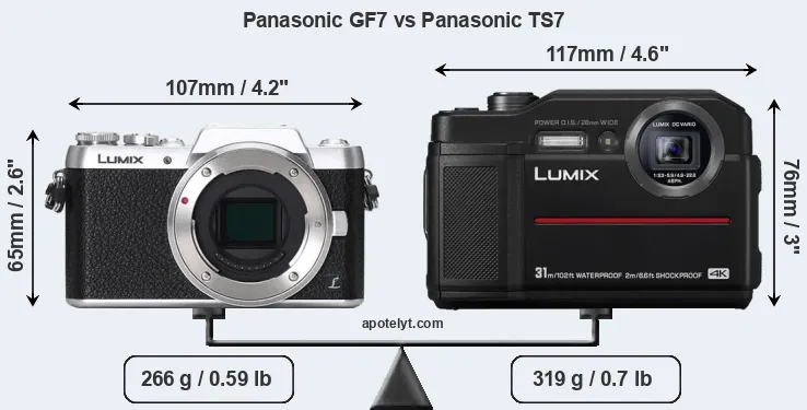 Size Panasonic GF7 vs Panasonic TS7