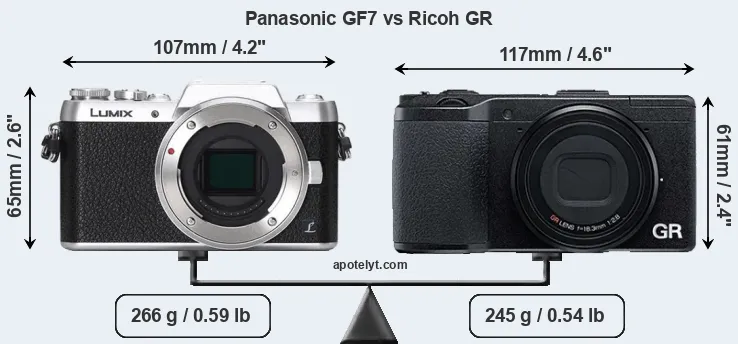 Size Panasonic GF7 vs Ricoh GR