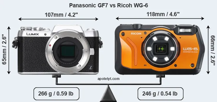Size Panasonic GF7 vs Ricoh WG-6