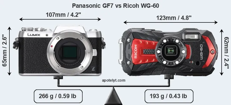 Size Panasonic GF7 vs Ricoh WG-60