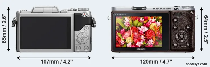 Comparison GF7 or NX500 rear