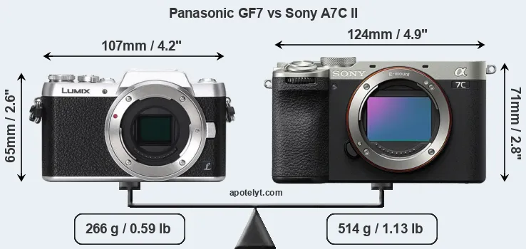 Size Panasonic GF7 vs Sony A7C II
