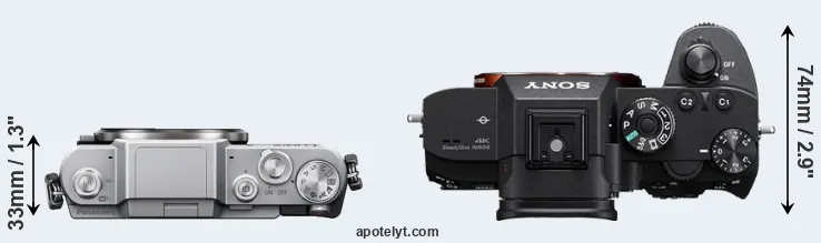 Compare GF7 versus A7R III top