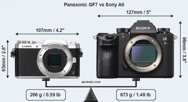 Size Panasonic GF7 vs Sony A9