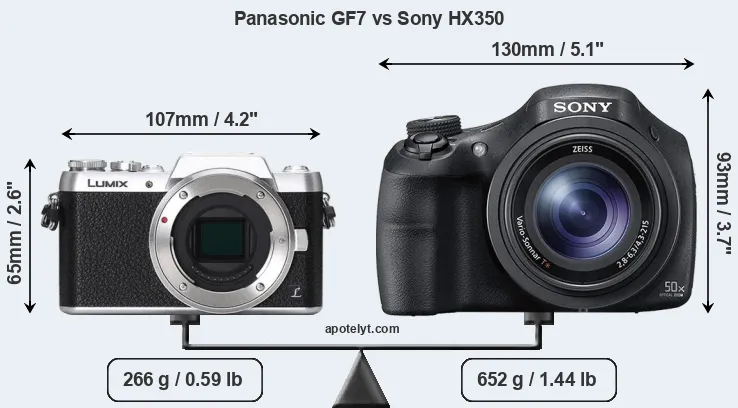 Size Panasonic GF7 vs Sony HX350