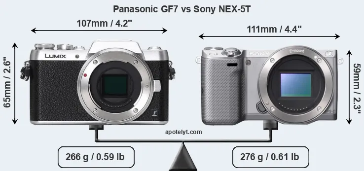 Size Panasonic GF7 vs Sony NEX-5T