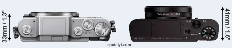 Compare GF7 versus RX100 III top