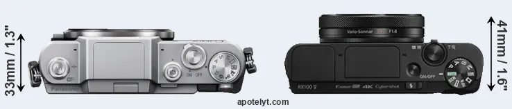 Compare GF7 versus RX100 V top