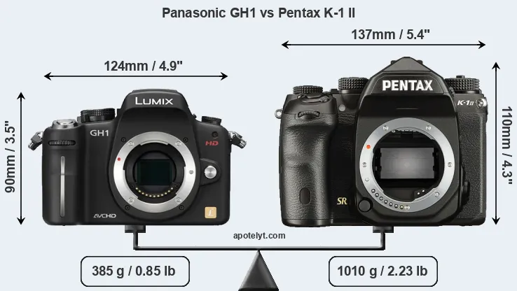 Size Panasonic GH1 vs Pentax K-1 II