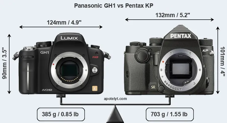 Size Panasonic GH1 vs Pentax KP