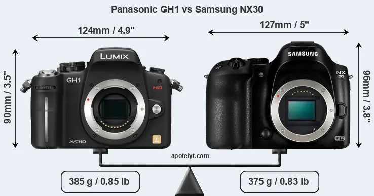 Size Panasonic GH1 vs Samsung NX30