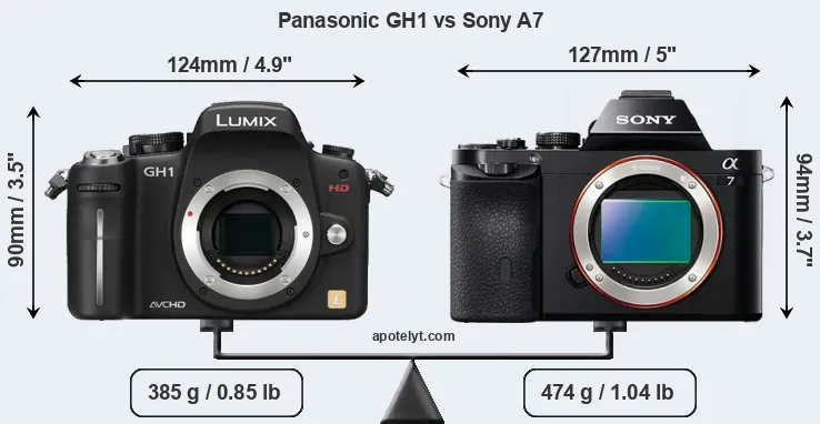 Size Panasonic GH1 vs Sony A7