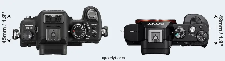 Compare GH1 versus A7 top