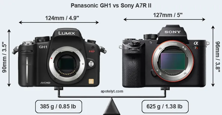 Size Panasonic GH1 vs Sony A7R II