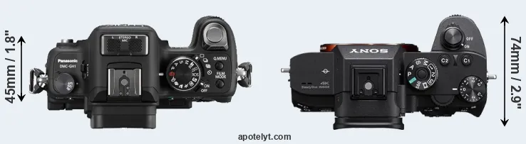 Compare GH1 versus A7R III top