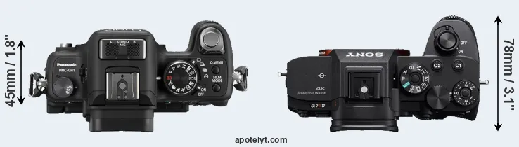 Compare GH1 versus A7R IV top