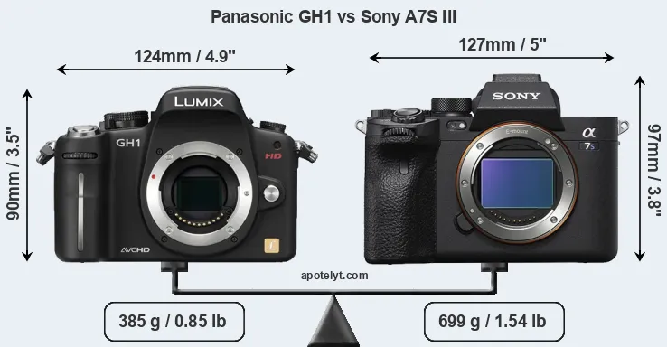 Size Panasonic GH1 vs Sony A7S III