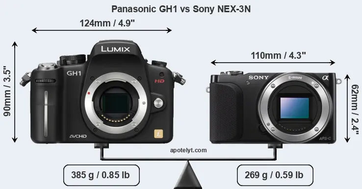 Size Panasonic GH1 vs Sony NEX-3N