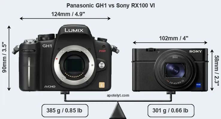 Size Panasonic GH1 vs Sony RX100 VI