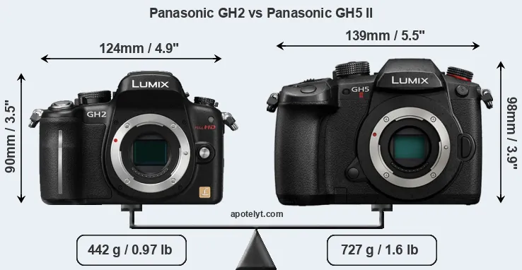 Size Panasonic GH2 vs Panasonic GH5 II