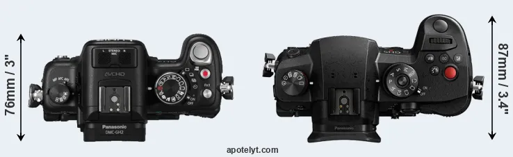 Compare GH2 versus GH5 II top
