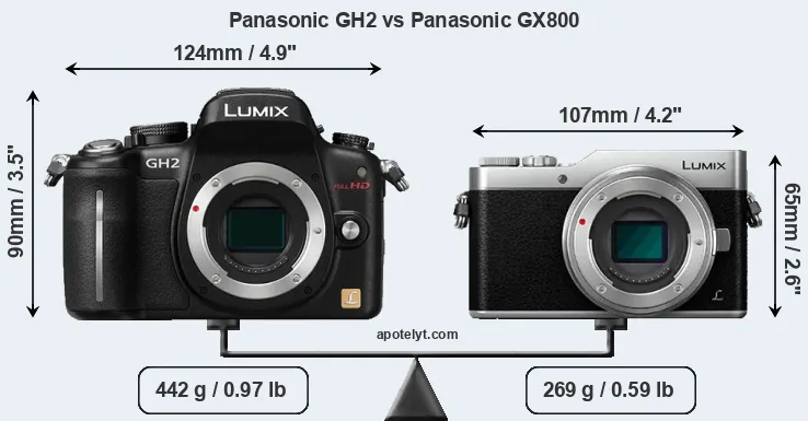 Size Panasonic GH2 vs Panasonic GX800
