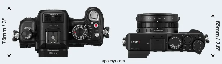 Compare GH2 versus LX100 II top